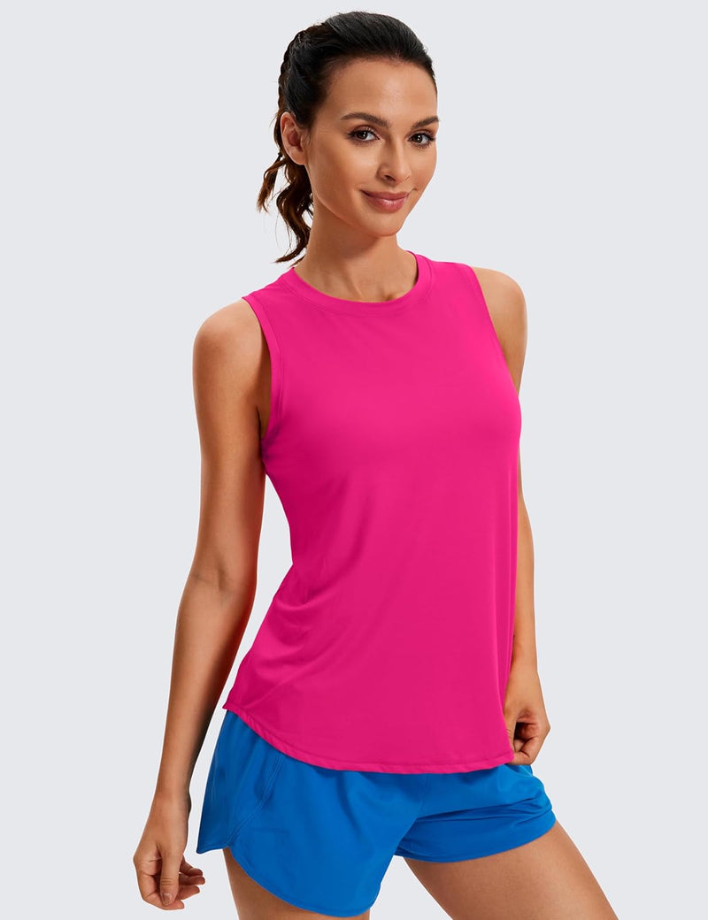 CRZ YOGA Lightweight Tank Top for Women Racerback Sleeveless Workout Tops High Neck Athletic Running Shirts