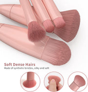 AMERTEER Travel Makeup Brushes Set, 5Pcs Mini Professional Cosmetic Brush Kit with Mirror, Soft Bristles, Portable Cosmetic Brushes for Foundation, Blush, Eyeshadow, Face Ideal Gift for Women
