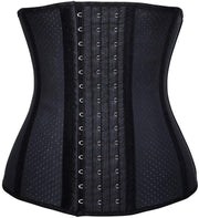 Waist Trainer Women 4 Hooks Latex Tummy Control Corset Body Shaper Cincher Girdle For Slimming Sport - Black Breathable Latex