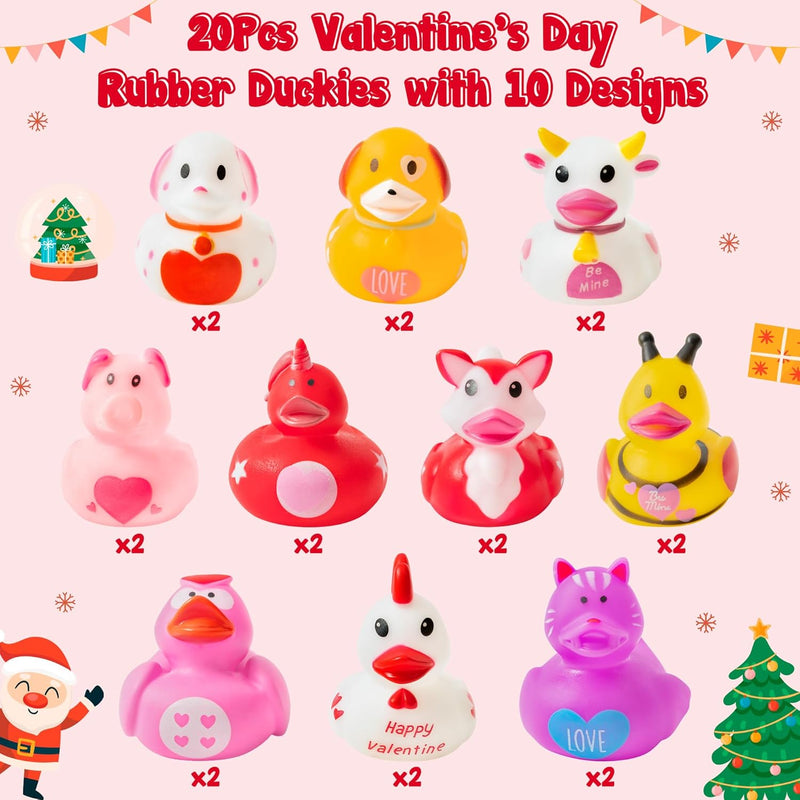 Haooryx 20Pcs Summer Beach Rubber Duckies Float Bathtub Ducky Swimming Pool Toys Summer Theme Novelty Funny Squeeze Ducks for Kids Birthday Party Favors Prize Rewards Baby Shower Bath Toys Decoration