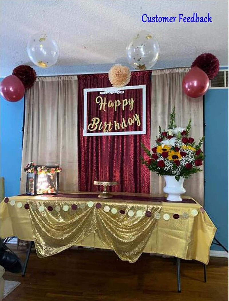 LQIAO 2 Panels Light Gold Sequin Backdrop Glitter Fabric for Wedding Birthday Parties Shimmer Wall-2x8ft