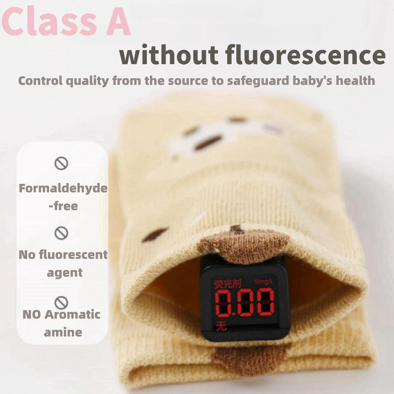 Lullaxx 5 Pairs Anti Slip Antimicrobial Baby Ankle Socks 100% cotton socks for Kids Boys and Girls, Breathable(0-3years)
