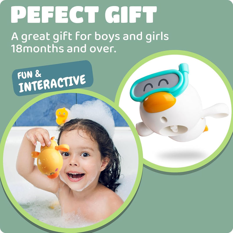 TERRIFI Baby Bath Toys, 3 Pcs Wind Up Duck Bathtub Toys for Toddlers 1-3 Years Old, Floating Pool Games, Water Toys for Swimming for Boys and Girls