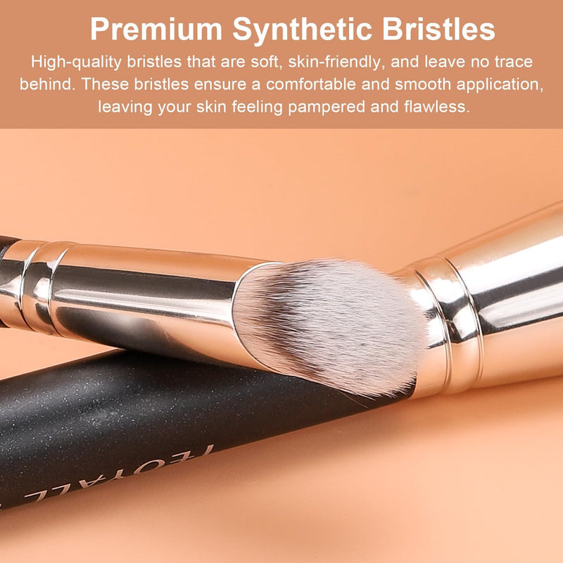 TEOYALL Angled Foundation Contour Brush, Synthetic Kabuki Brush for Concealing Blending Setting Buffing with Liquid, Cream and Powder Cosmetic (170S)