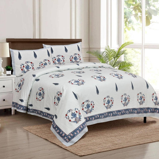 SUFAYA FAB Printed Indian Twill Cotton Premium Big Size Bedsheets for Modern Look(108x108) inches with Two Pillow (17x27) inches