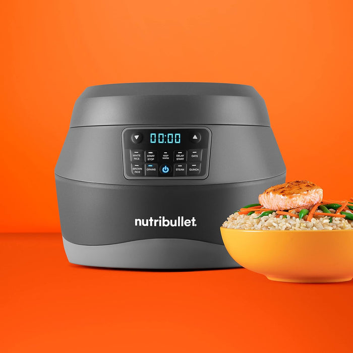 High Street TV Nutribullet EveryGrain 10 Cup Pre Programmed Rice Cooker Non Stick Removable Cooking Bowl Multiple Grain, Black, 01806