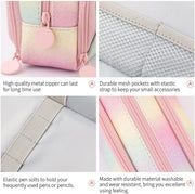 Large Capacity Pencil Case 3 Compartment Pencil Pouch Pen Bag for Teen Girls Boy Men Women (Rainbow)