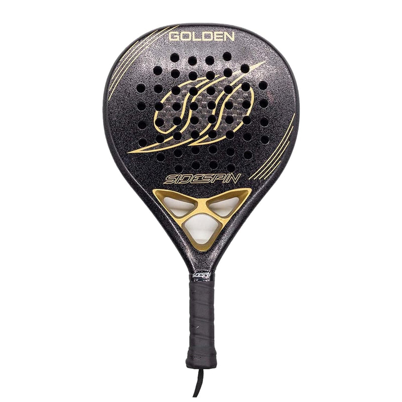 SideSpin Golden 12K Full Carbon Sandy Padel Shovel, Get Power + Control + Effect, Unisex Adult, Black Gold, Universal