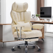 Big and Tall Office Chair 400lbs PU Leather Executive Desk Chair with Lumbar Support & Leg Rest, Heavy-Duty Computer Chairs for Home Office, Pink 400lbs support, 135 recline, dual-layer foam cushion, 23.5" seat & footrest. BIFMA - Beige