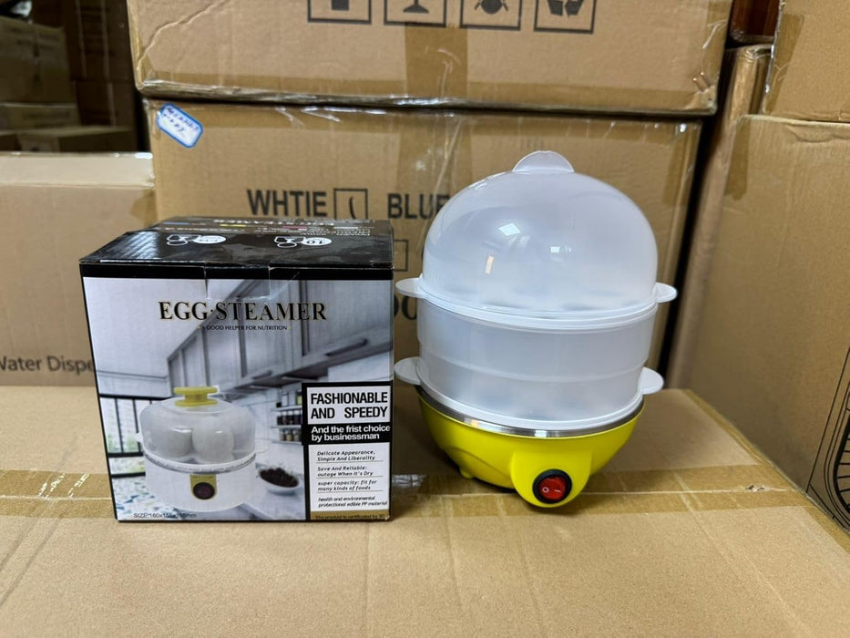 Electric Egg Boiler - Egg Cooker - 350W 2 Layers 14Pcs Eggs A Time Auto Power Off Safe PP Egg Boiler with Measuring Cup for Home(Yellow)