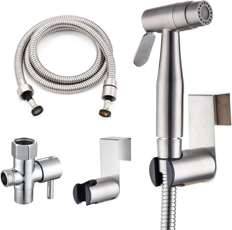 Senhozi Brushed Gold Bidet Sprayer for Toilet, Stainless Steel Spray Head with Jet Spray and Soft Spray Modes, Bathroom Handheld Spray for Cloth Diaper Sprayer, Bathing Pets, Feminine Wash