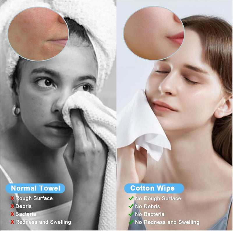 MAKINGTEC Disposable Face Towel, Facial Tissues, Wet Dry Face Cloths, Biodegradable Clean Towels, Makeup Remover Wipes Ultra Soft for Sensitive Skin, Extra Thick for Cleansing (3 Pack)