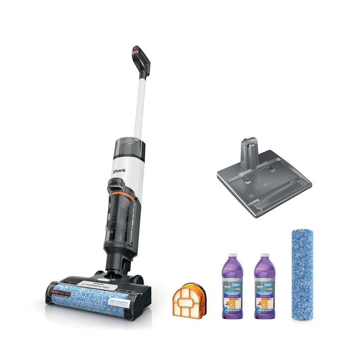 Shark Wet & Dry Vacuum Cleaner Universal Cordless Vacuum Cleaner for Hard Floors, HydroVac MessMaster, 3 in 1 Self-Cleaning System, High Suction Power with 2 Brush Rollers and 2 Solutions