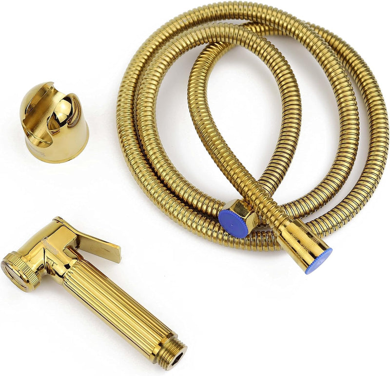 HomePro Bidet Sprayer Set With 1.8 Meter Long Hose Handheld Bidet Sprayer for Toilet Diaper Sprayer Bathroom Shattaf Set for Personal Hygiene, Multipurpose - Chrome Finish (Golden)