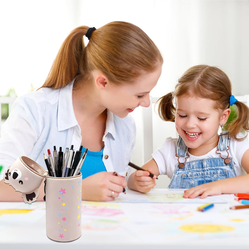 Koala 2 in 1 Soft Silicone Pencil Case, Cute School Pencil Case, Kawaii Koala Pen Holder Pouch with Zipper for School Students Teens Girls Boys