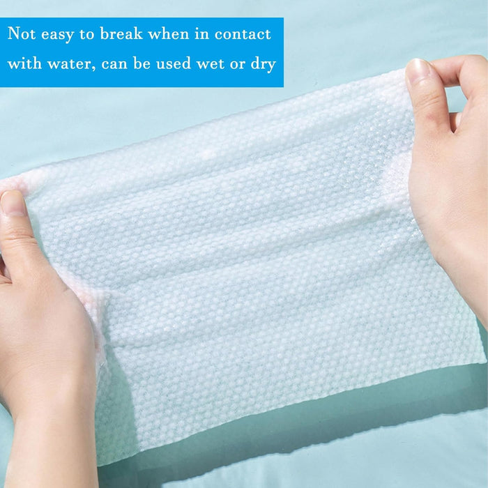 KASTWAVE Face Clean Towels, 100 Count Disposable Soft & Thick Facial Tissue, Biodegradable Dry Wipes for Sensitive Skin, Lint Free Dual Texture Face Towelettes for Cleansing, Skincare, Makeup Remover