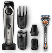 Barun Beard Timmer 7 with 39 Length Settings Precision Wheel Cordless & Rechargeable With Gillette Proglide Razor, Black/Silver Metal, BT7240 - BT 7040