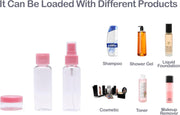 INOVERA (LABEL) 10 Pcs Travel Toiletrie Bottles Kit - Refillable Spray Bottle Containers Pouch for Shampoo, Body Lotion, Cream - Travelling Toiletries Container Set (Pink)