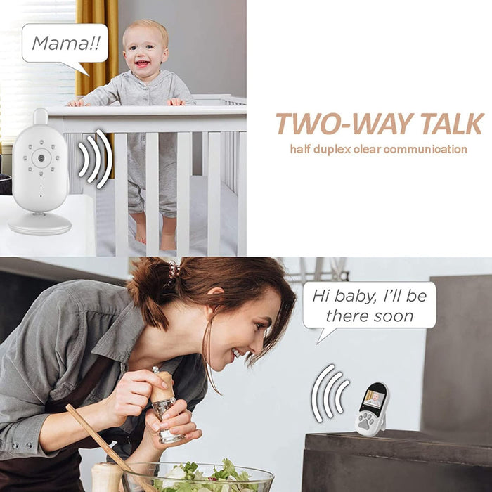 Sorandy 2.4in Baby Monitor, 2.4GHz Connection Baby Video Monitor, Baby Security Camera with Automatic Night Vision Function Soothe the Baby, Security Monitoring 60 Degrees Angle (UK Plug)