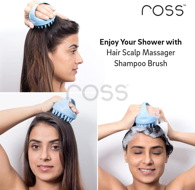 Ross Hair Scalp Massager Shampoo Brush with Soft Silicone Bristles (Black)