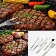 Cotton Home Premium Stainless Steel 5 pieces BBQ Grill Tool Set includes Knife Brush Fork Spatula Tong with Oxford Bag Ultimate Grilling Companion for BBQs camping picnics Unique Kitchen Gadgets Gift