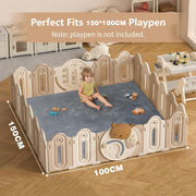 YOUWE7 Baby Play Mat for Floor,2CM Thick Elasti-Foam Playpen Mat for Tummy Time,Water Repellent Soft Coral Velvet for Toddler,Infant,Kids,Non-Slip Backing Safe for Crawling (Beige 100CM*150CM)