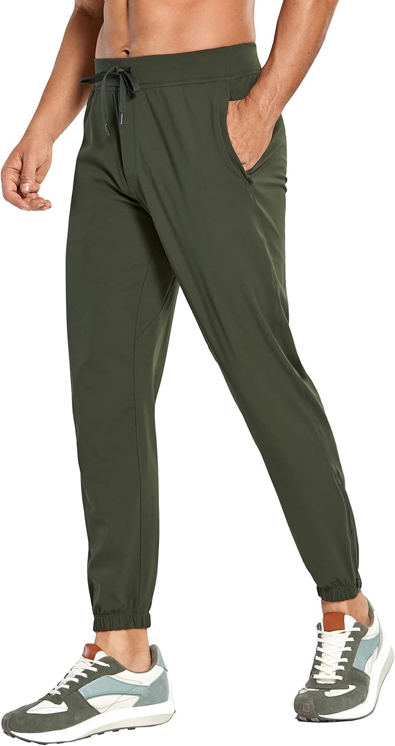 CRZ YOGA Men's Lightweight Jogger Pants - 30'' Elastic Stretchy Pants with Side Pockets