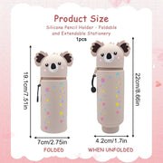 Koala 2 in 1 Soft Silicone Pencil Case, Cute School Pencil Case, Kawaii Koala Pen Holder Pouch with Zipper for School Students Teens Girls Boys