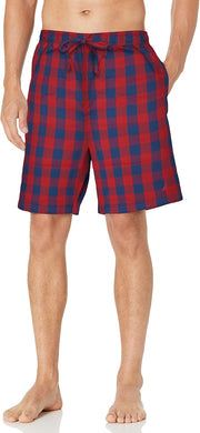 mens Soft Woven 100% Cotton Elastic Waistband Sleep Pajama Short Soft Woven 100% Cotton Elastic Waistband Sleep Pajama Short - Nautica Red