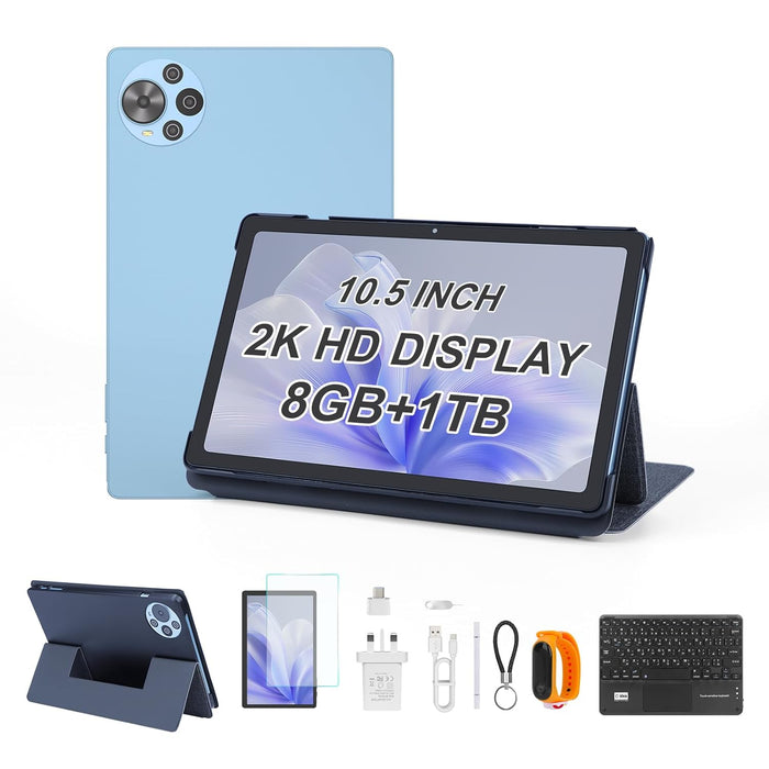 C idea 10.5 inch Tablet,8GB픰 Tablet PC with Android 14,Dual SIM,5G LTE 1280x2000 2KHD Touch Screen,Long Lasting Battery Tablet,CM10500 Plus (Blue)