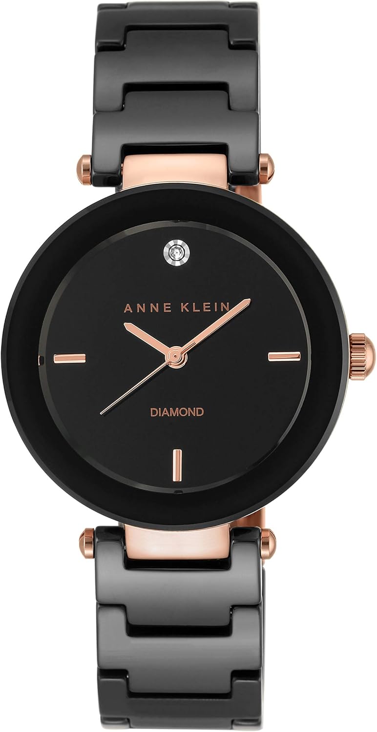 Damenuhr mit Keramikarmband, AK/1018BKBK - Black/Rose Gold