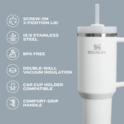 Stanley Quencher H2.0 FlowState Stainless Steel Vacuum Insulated Tumbler with Lid and Straw for Water, Iced Tea or Coffee, Smoothie and More, Rose Quartz 2.0, 20oz