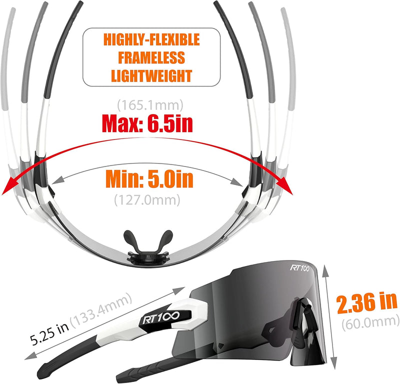 RT100 RIDE YOUR WAY Professional wrap around Frameless Cycling Sunglasses for Men and Women