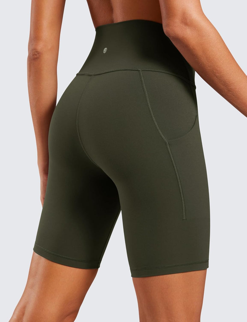 CRZ YOGA Women's Butterluxe Biker Shorts 8 Inches - High Waisted Yoga Shorts Side Pockets Buttery Soft