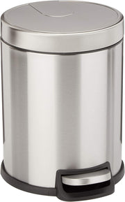 Amazon Basics Round Cylindrical Soft-Close Dustbin, 30 Litre/7.9 Gallon, Brushed Stainless Steel - 1.3 Gallon