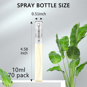 Mini Spray Bottles 70PCS 10ML Clear Glass Perfume Bottles Refillable Fine Mist Spray Bottles Empty Fragrance Sample Spray Containers Cosmetics Atomizer for Cleaning,Travel,Essential Oils - 10ML 70PCS