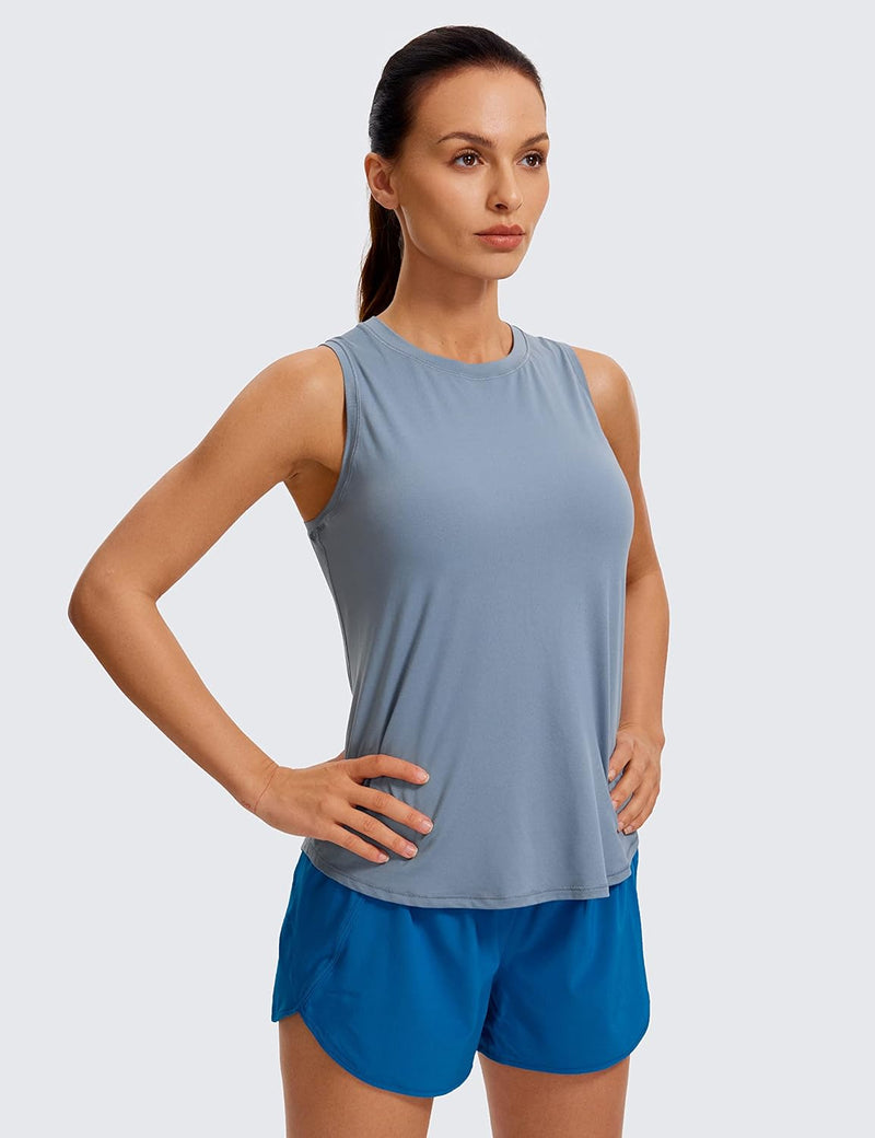 CRZ YOGA Lightweight Tank Top for Women Racerback Sleeveless Workout Tops High Neck Athletic Running Shirts