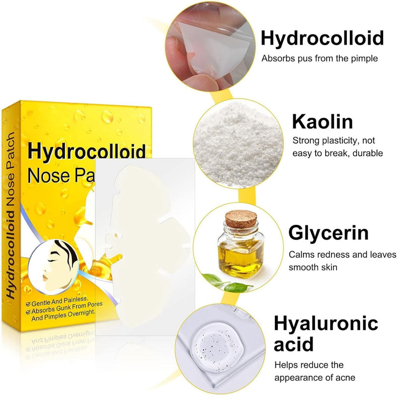 Nose Pore Strips, Hydrocolloid Patches for Pores and Pimples, Blackhead Remover for Overnight, Nose and Face Clean (12 count)