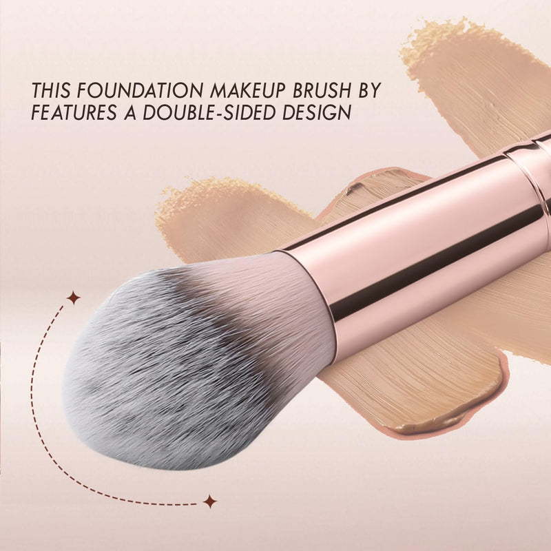 KINGMAS, Foundation Brush Double Ended Angled Round Contour Brush Powder Liquid Cream Concealer Blush Brush (Brown)