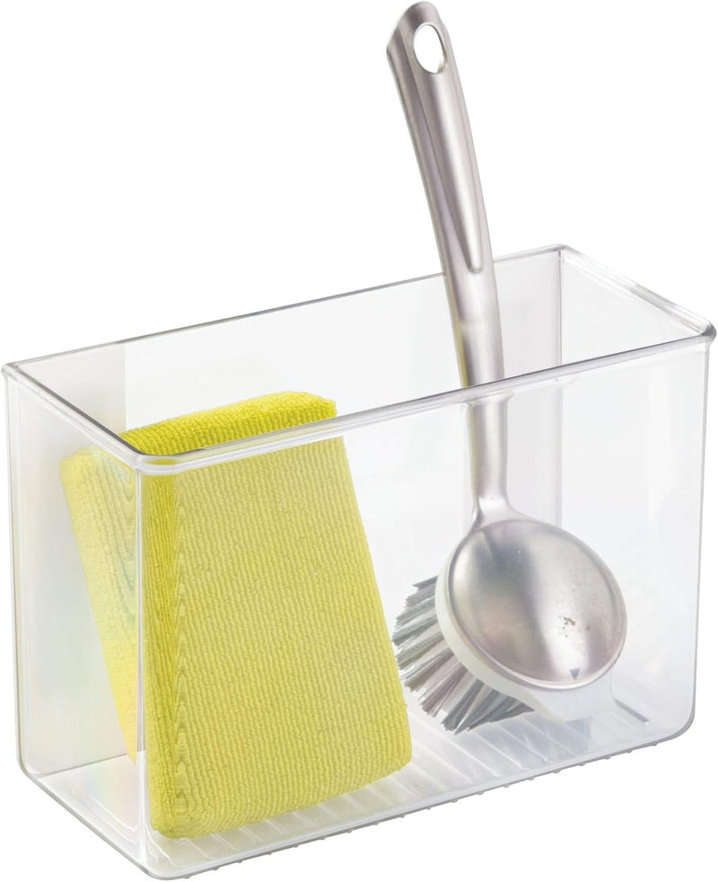 iDesign AFFIXX Plastic Wall Mount Organizer for Kitchen, Bathroom, Office, Bedroom, Garage, Craft Room, 3.5" x 8" x 5.5", Clear - 3.5" x 8" x 5.5"