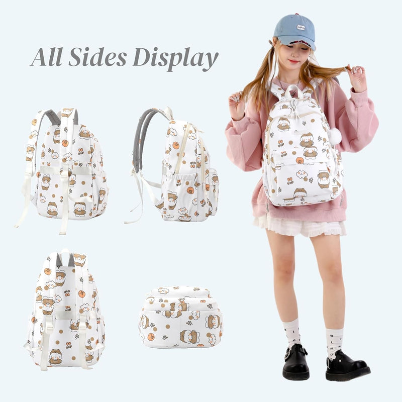 Mfikaryi Cute Cat Casual Daypack Teens Elementary School Backpack Students Bookbag for Girls Boysâ€¦