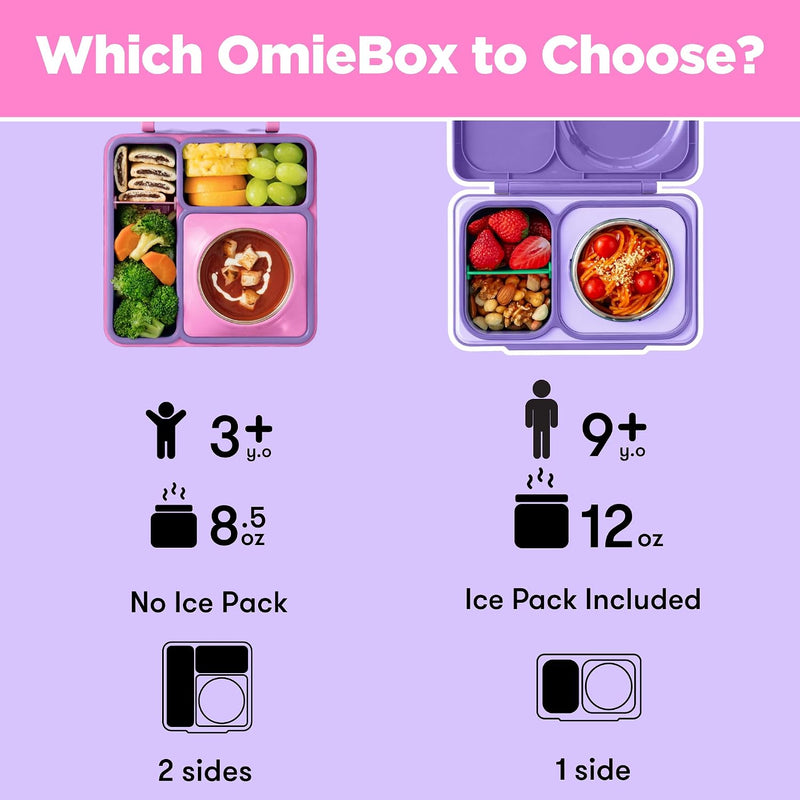 Box Bento Box for Kids - Insulated with Leak-proof Thermos Container - 3 Compartments, Two Temperature Zones Unicorn Pink