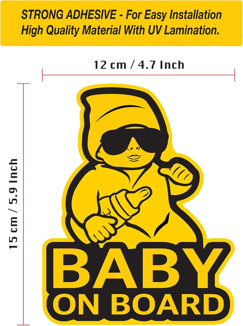TARAA Baby On Board Car Sticker – Safety Sign for Vehicles | Waterproof & Stylish Vinyl Decal for Car Windows | Easy to Apply & Remove | Cute Baby Warning for Drivers Behind