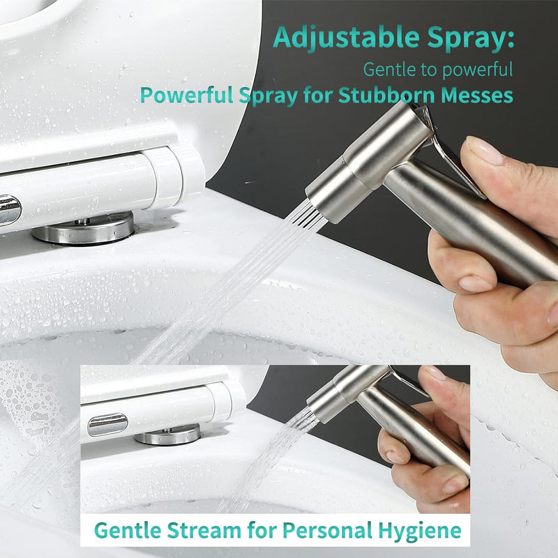 BARROCK 2 Pack Bidet Sprayer Head Stainless Steel Handheld Shattaf Jet Spray Attachment for Toilet, Baby Cloth Diaper Sprayer with Adjustable Water Pressure Control, Brushed Gold
