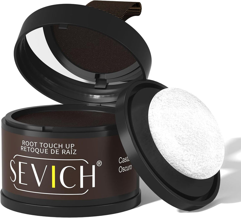 Sevich Hairline Powder - Root Touch Up Instantly Hair Color for Thinning Gray Coverage - Bald Spot Concealing Hair Powder for Women & Men - 48Hour Waterproof & Sweatproof - Dark Brown - 4g dk brown