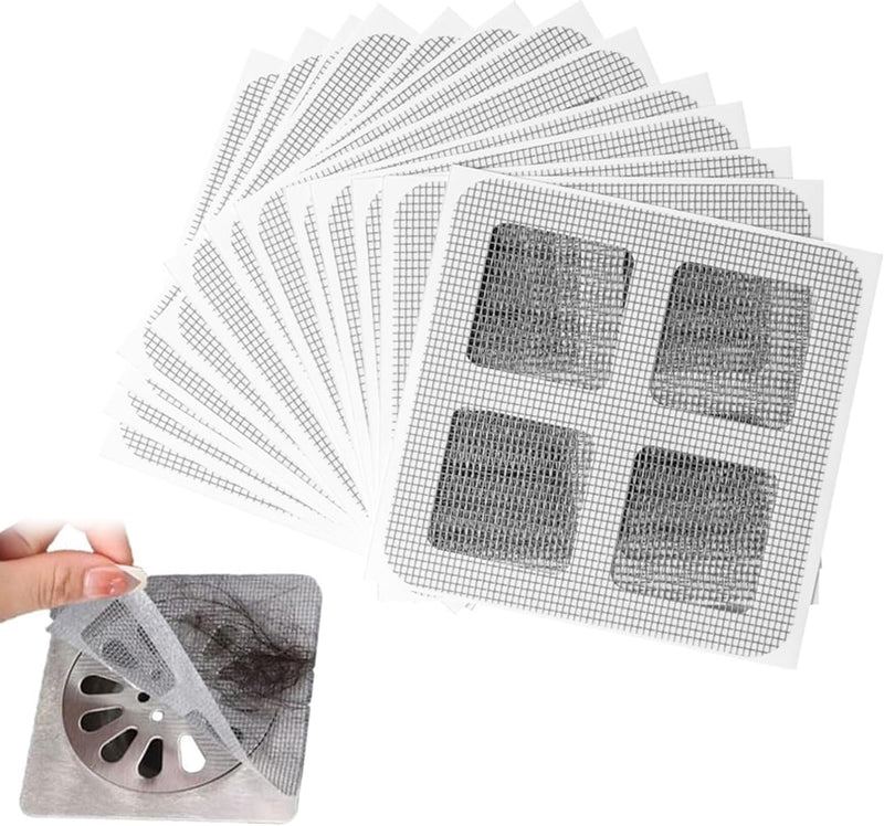 50 Disposable Shower Drain Mesh Stickers, Floor Drain Stickers, Sink Strainer Stickers, Hair Catcher, Hair Sewer Stickers for Bathroom, Laundry Room, Bathtub, Kitchen, Sink, and more.