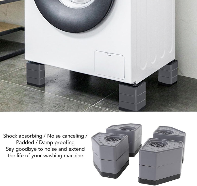 4PCS Anti Vibration Pads for Washing Machine, Universal Washer Dryer Stabilizer Support Feet Dryer Washer Raise Cushion, Stops Washer Dryer Moving, Shockproof, Noise Canceling