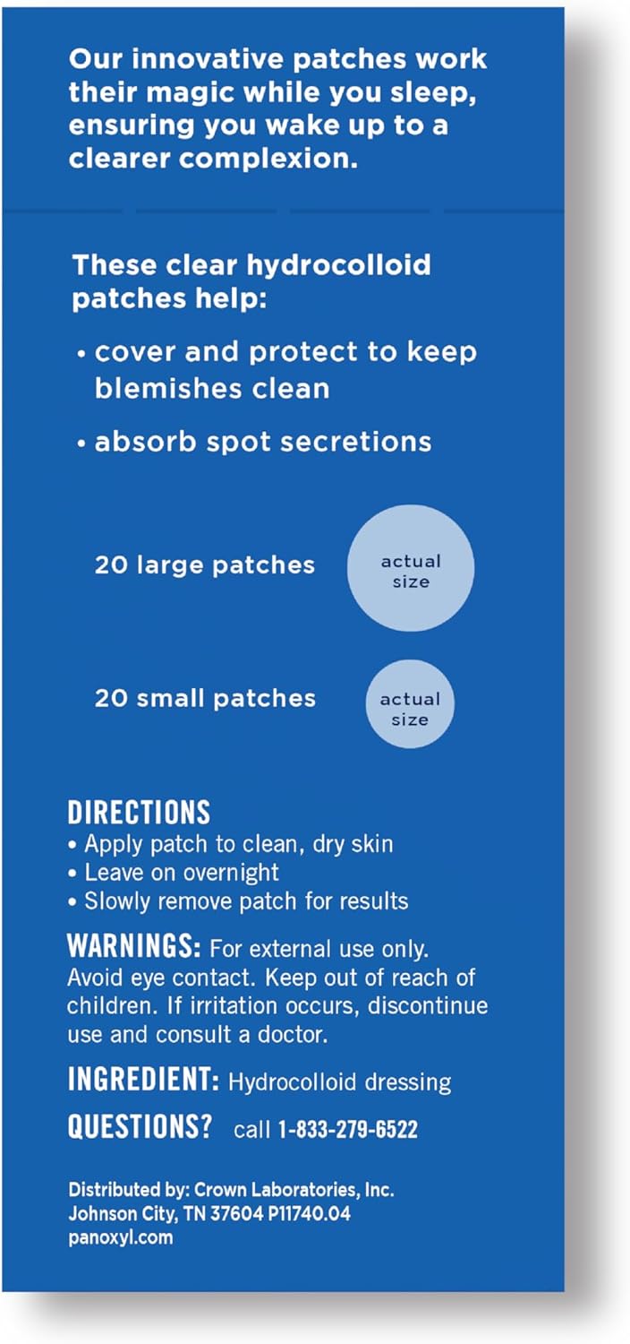 PanOxyl PM Overnight Spot Patches, Advanced Hydrocolloid Healing Technology, Fragrance Free, 40 Count
