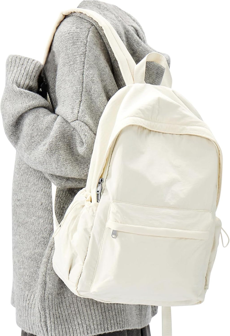 WEPOET Backpack For Women Men Waterproof College Backpack Small Travel Laptop Backpack Lightweight Gym Backpack - Beige