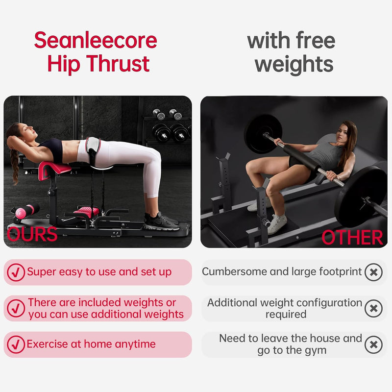 seanleecore Multi-Function Deep Sissy Squat Machine Home Gym Hip Thrust Machine Booty Sprout Home Workout Equipment for Women & Men